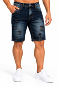 Bermuda Jean para Hombre – Denim Azul Oscuro con Desgastes