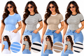 Camiseta para mujer de rayas beige y blancas – Ref. 3804.