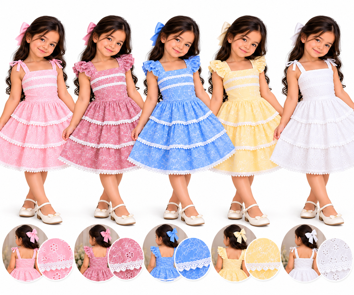 Colección de Vestidos Infantiles Elegantes con Encaje – 5 Colores