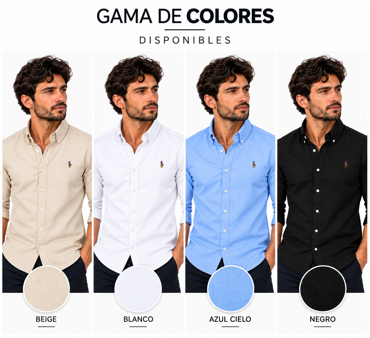 Camisa Hombre Manga Larga en Popelina