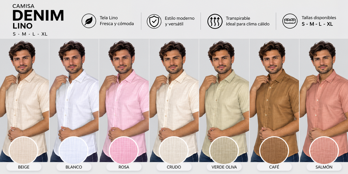 Camisa Hombre de Lino Manga Corta