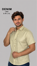 Camisa Hombre de Lino Manga Corta