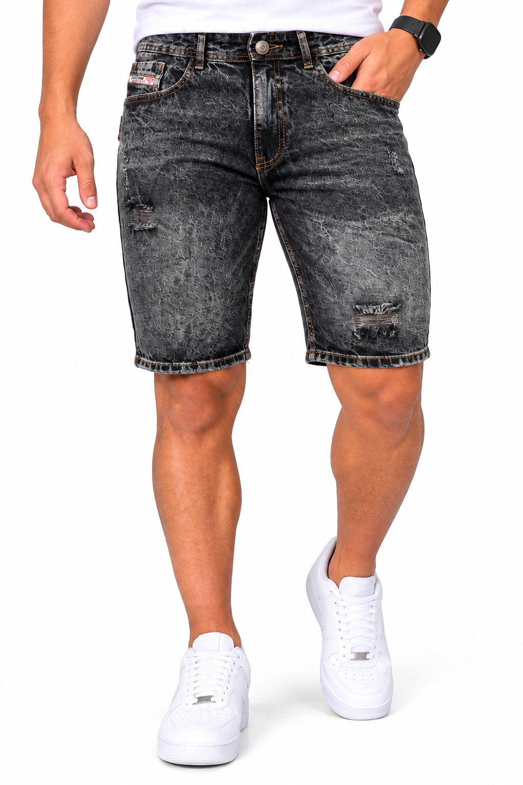 Bermuda Hombre Denim Gris Lavado – Modelo 1028.