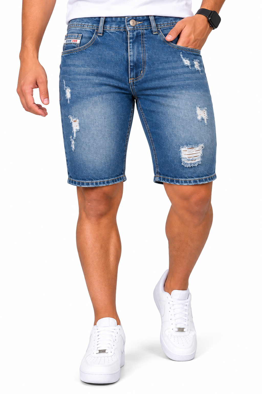 Bermuda Hombre Denim Azul Claro Desgastado – Modelo 1027