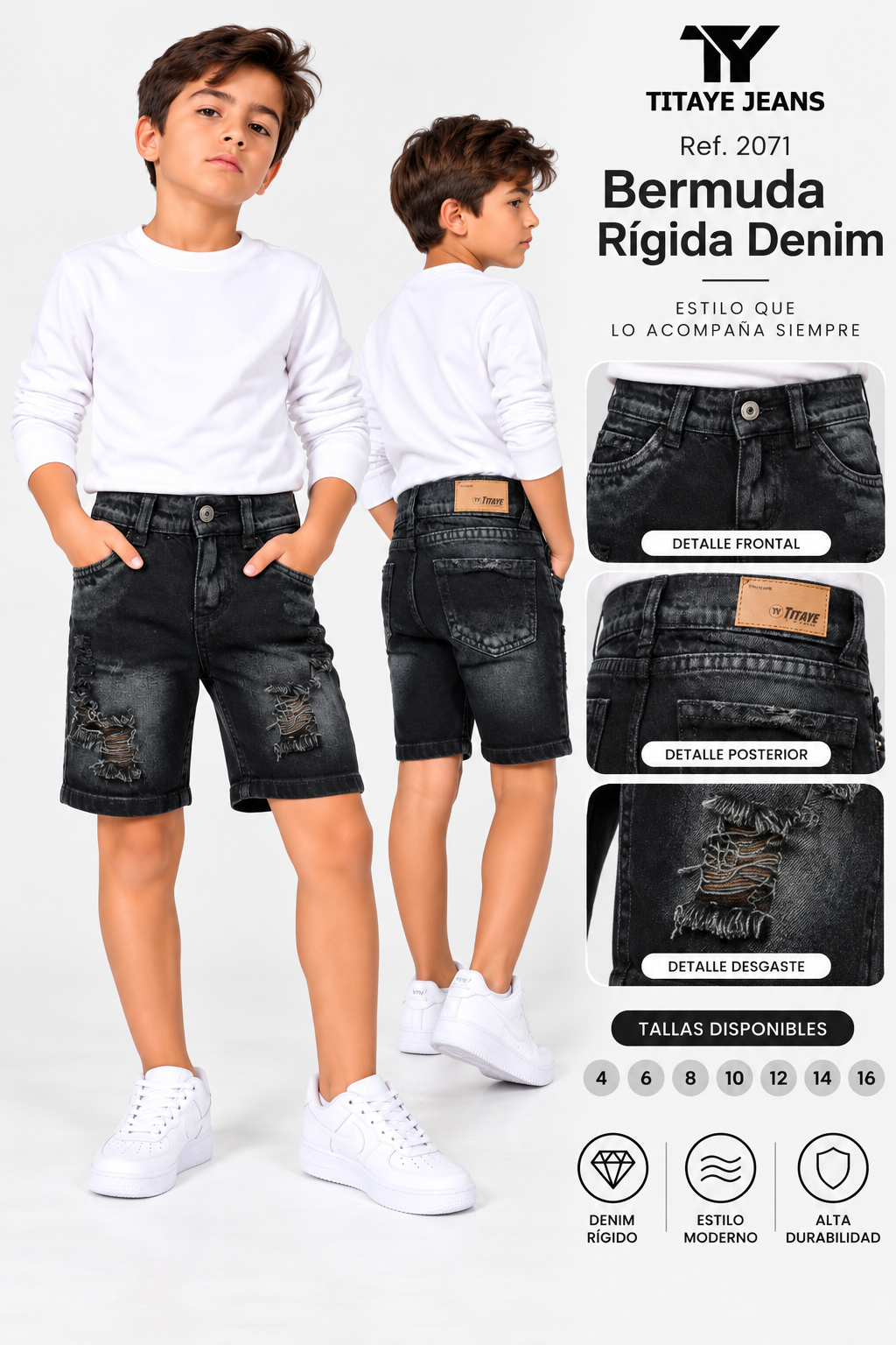 Bermuda Niño Rígida Denim – Ref. 2071