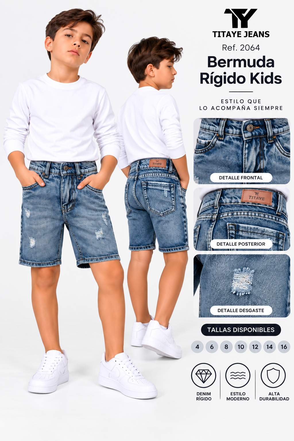 Bermuda Niño Rígida Denim – Ref. 2064