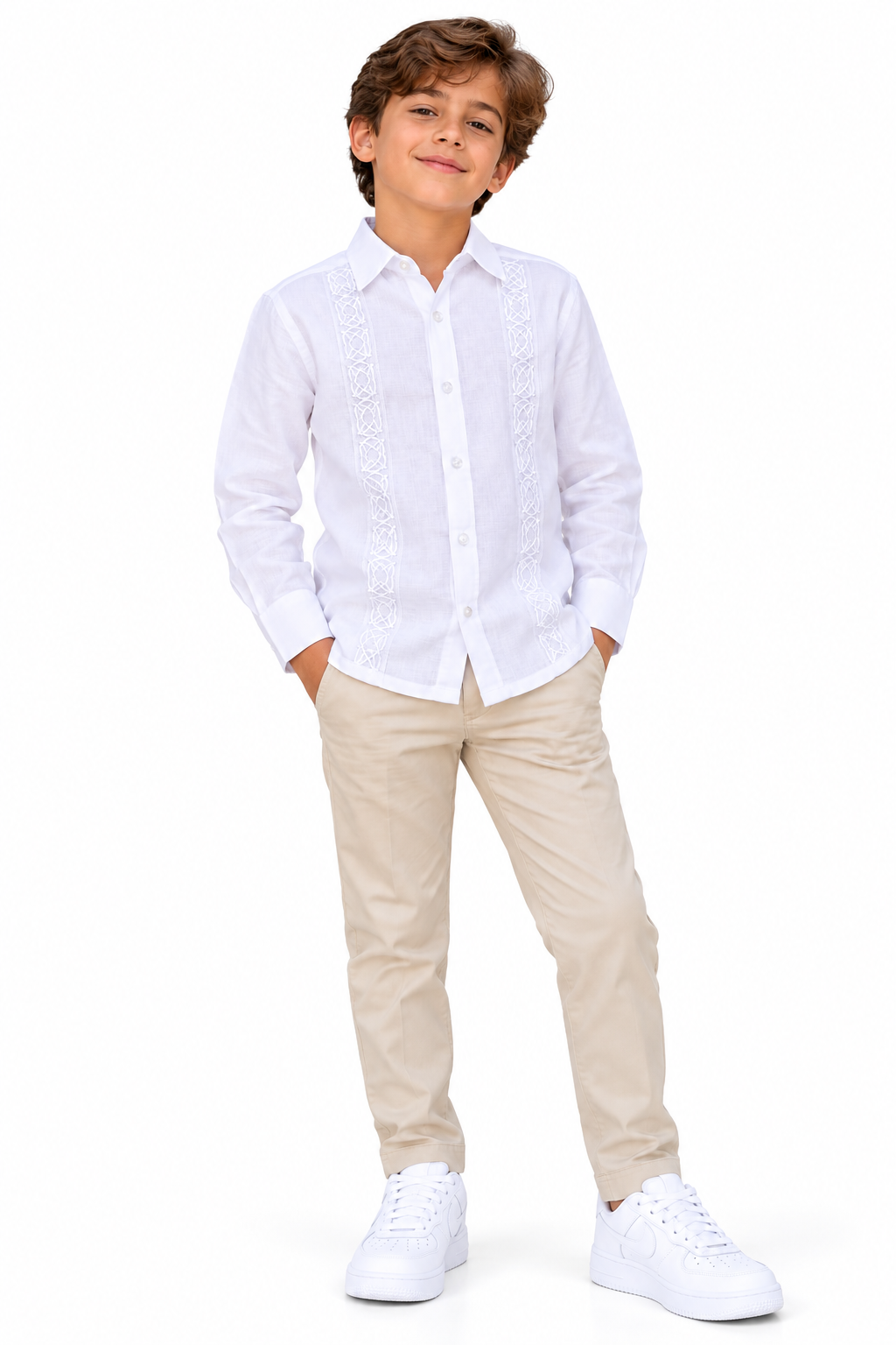 Guayabera Infantil Manga Larga Bordada