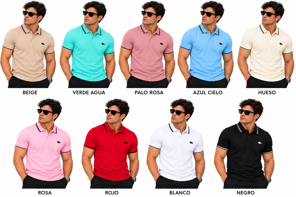 Polo Hombre Clásico – Detalle en Cuello y Mangas