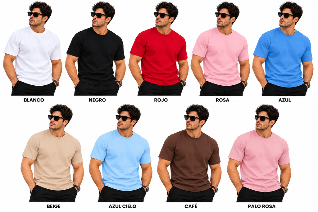Camiseta Hombre Cuello Redondo – Algodón Pesado Premium