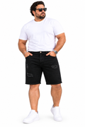 Bermuda Plus Caballero Denim Negro con Detalles Desgastados — Ref. 76153
