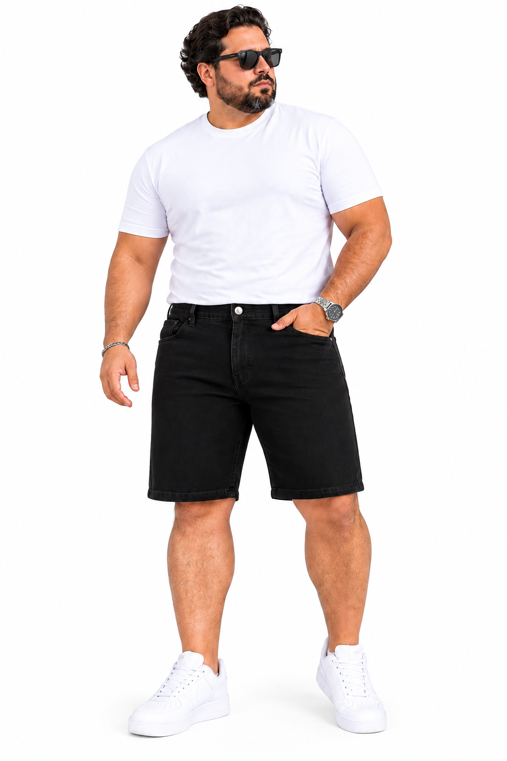 Bermuda Plus Caballero Denim Negro Clásico — Ref. 76133