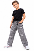 Jean Baggy Infantil Gris Desgastado – Ref. 9118
