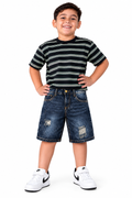 Bermuda de jean para niño con efecto desgastado