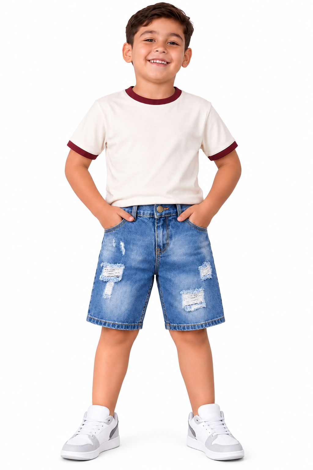 Bermuda de Jean para Niño Azul Claro con Rotos – Ref. 2634