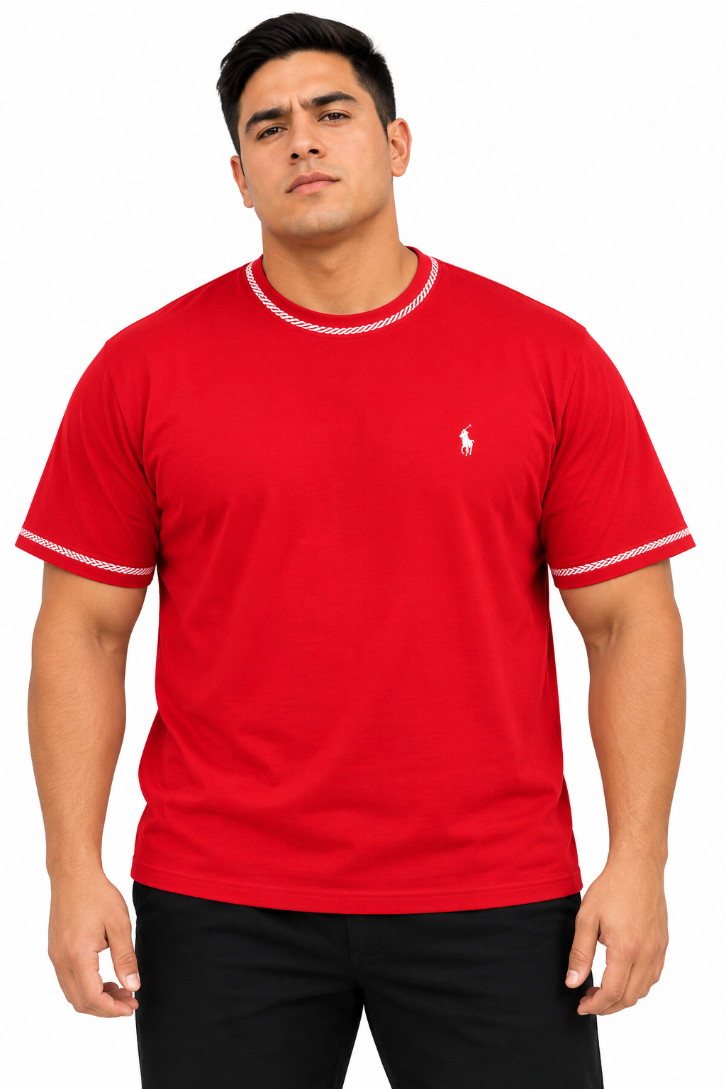Camiseta cuello tejido para hombre – Talla grande