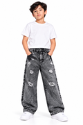 Jean Baggy Gris Desgastado para Niño