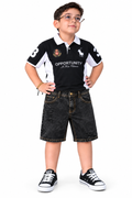 Bermuda Niño Denim Negro Desgastado – Ref. 2637