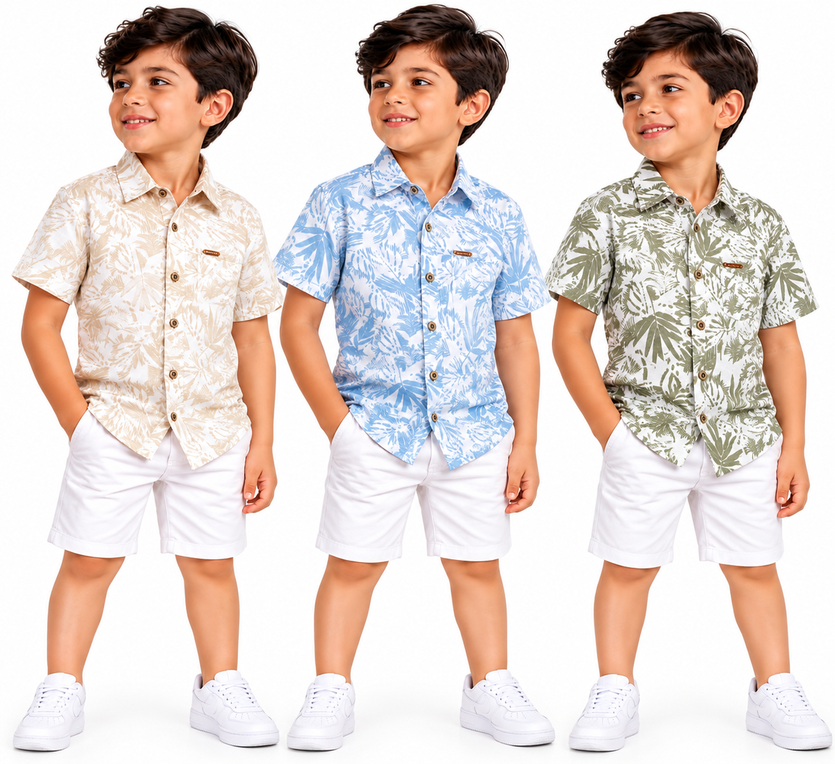Camisa Casual Infantil de Manga Corta