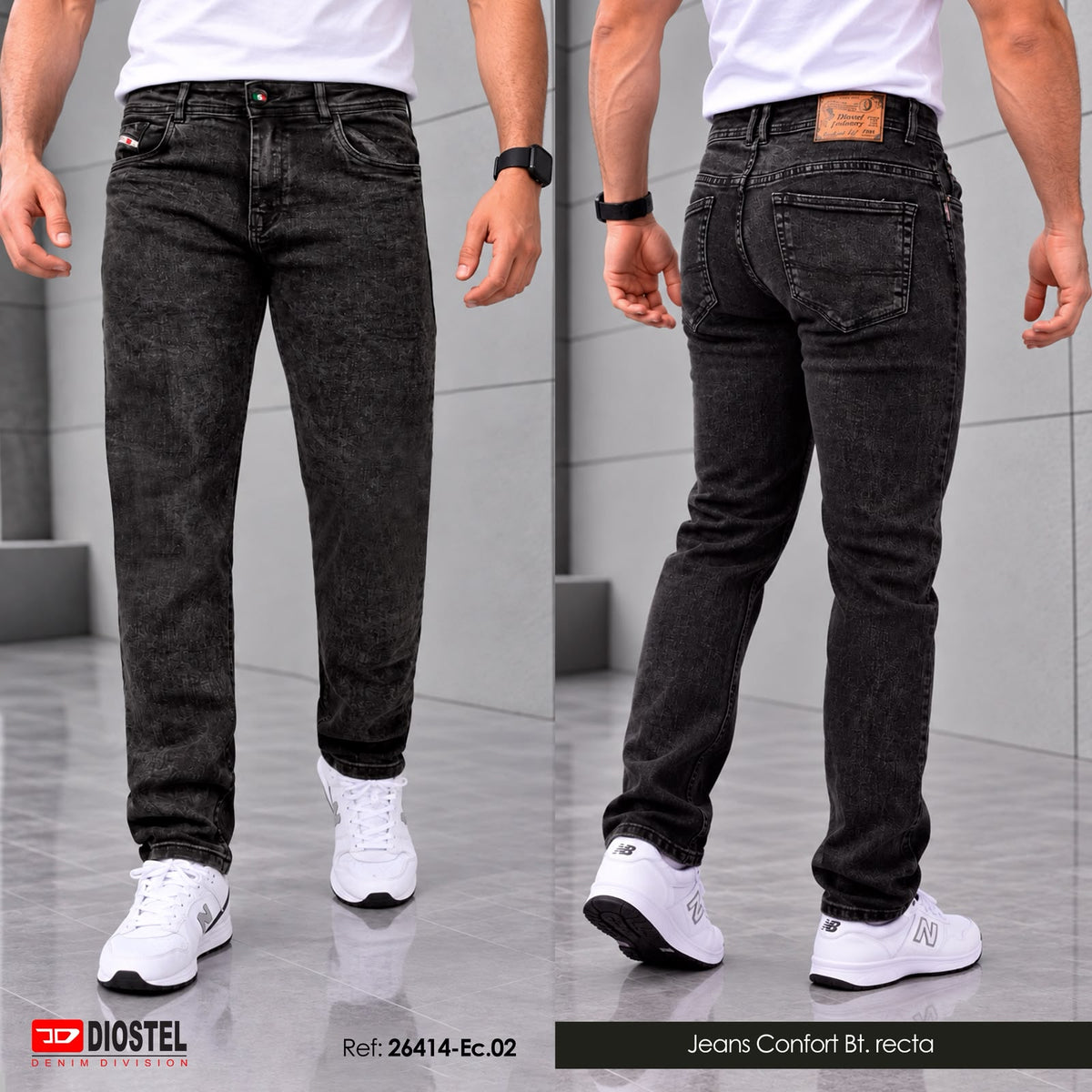 Jean hombre confort bota recta negro 26414-Ec.02