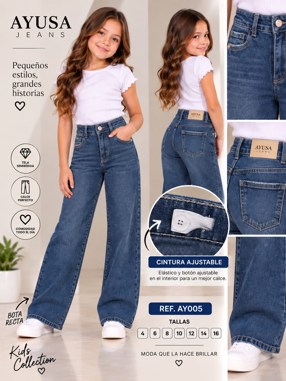 Jean niña bota recta AY005