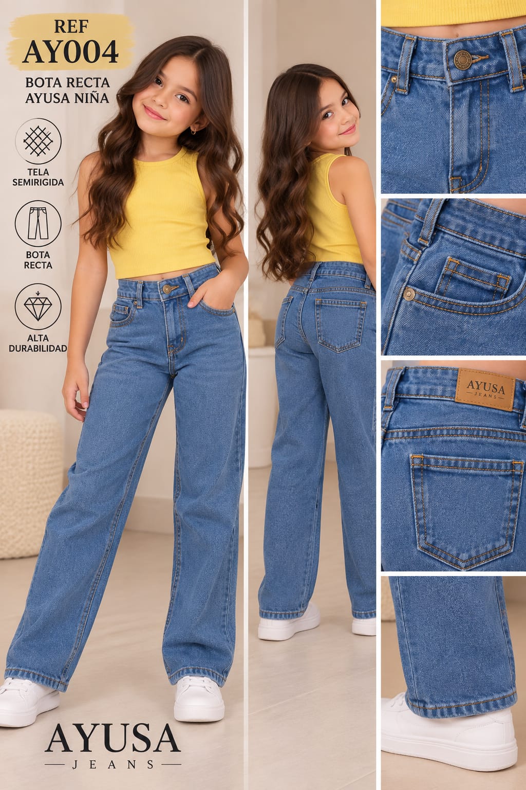 Jean niña bota recta AY004