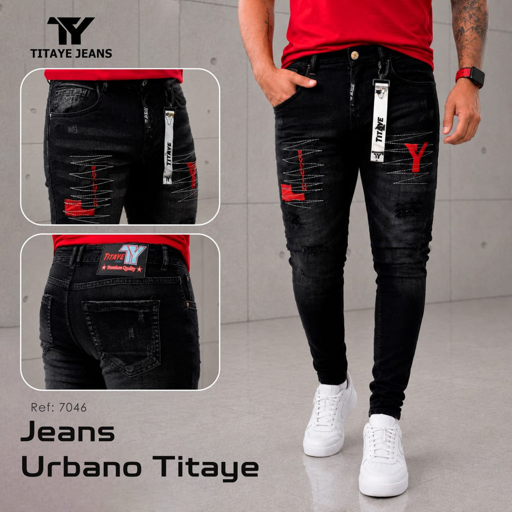 Jean hombre urbano negro 7046