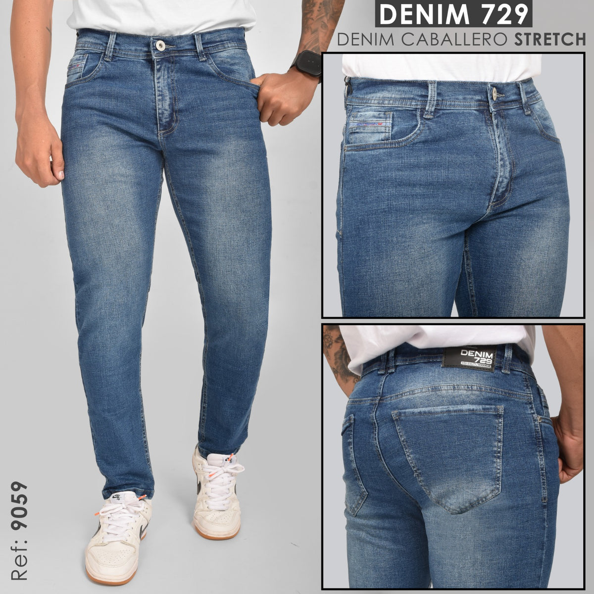 Jean Hombre Azul Medio Stretch 9059