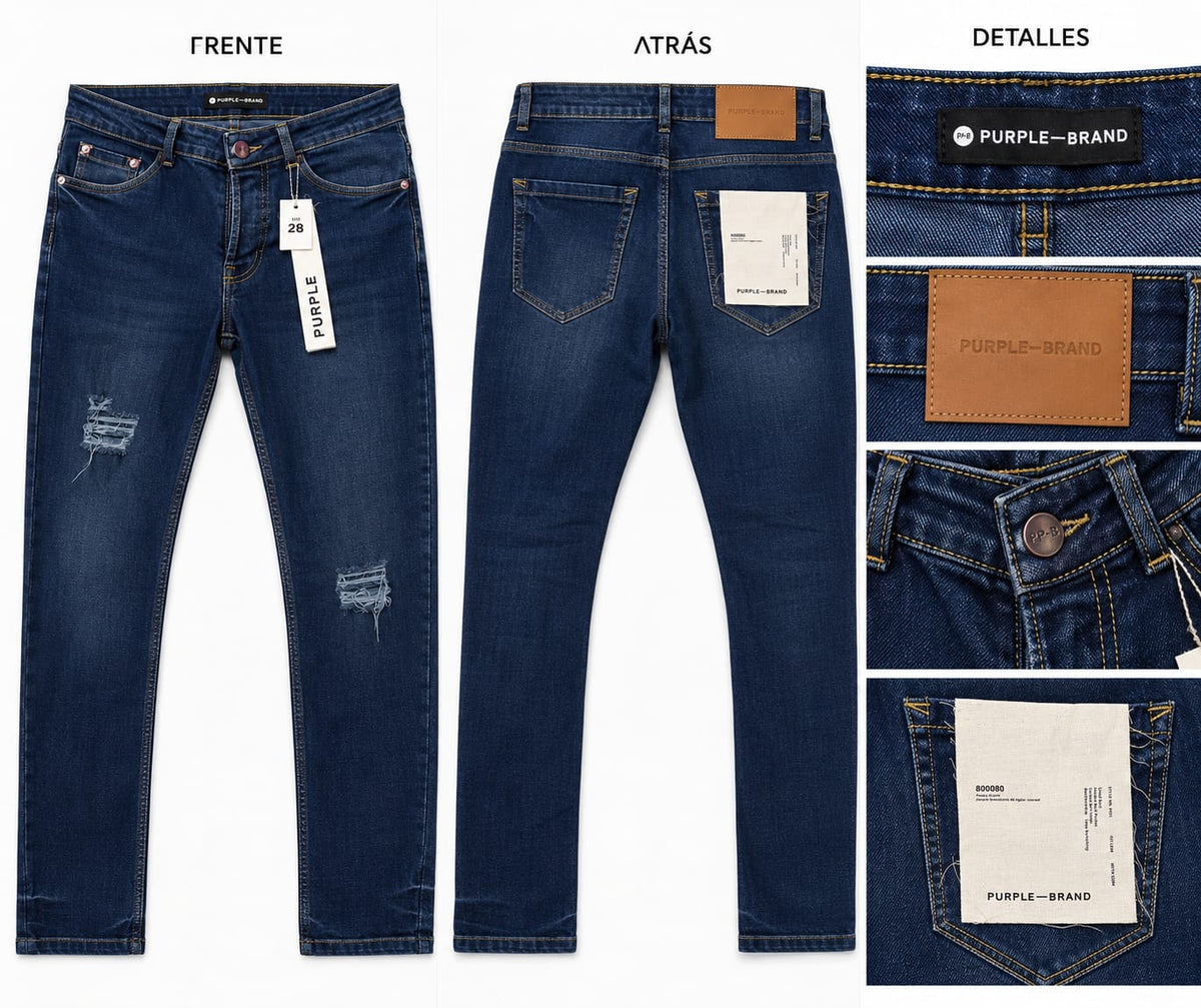 Jean Skinny Hombre Azul Oscuro con Rotos