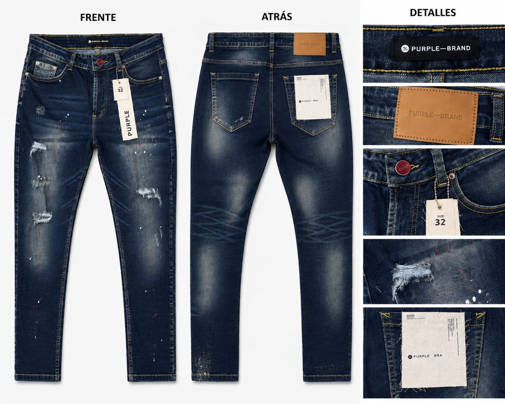 Jean Skinny Hombre Azul Oscuro con Efecto Desgastado