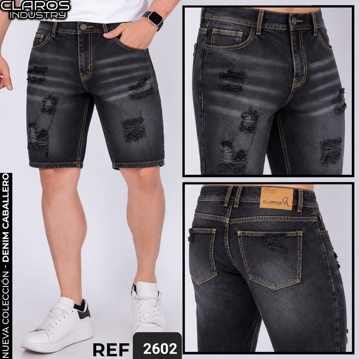 Bermuda Jean Hombre Negro Desgastado Destroyed – Ref. 2602