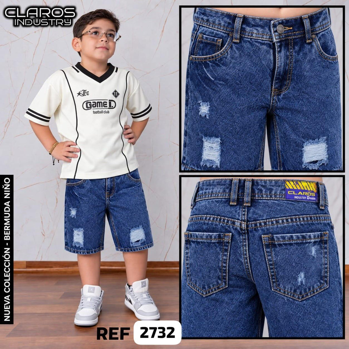 Bermuda de Jean Niño Azul Oscuro – Ref. 2633