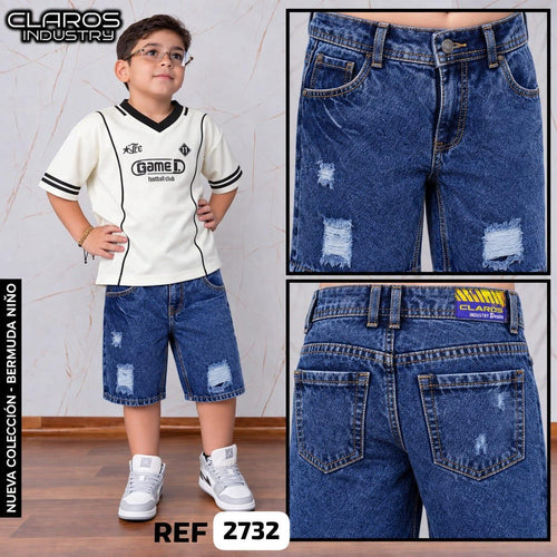 Bermuda de Jean Niño Azul Oscuro – Ref. 2633