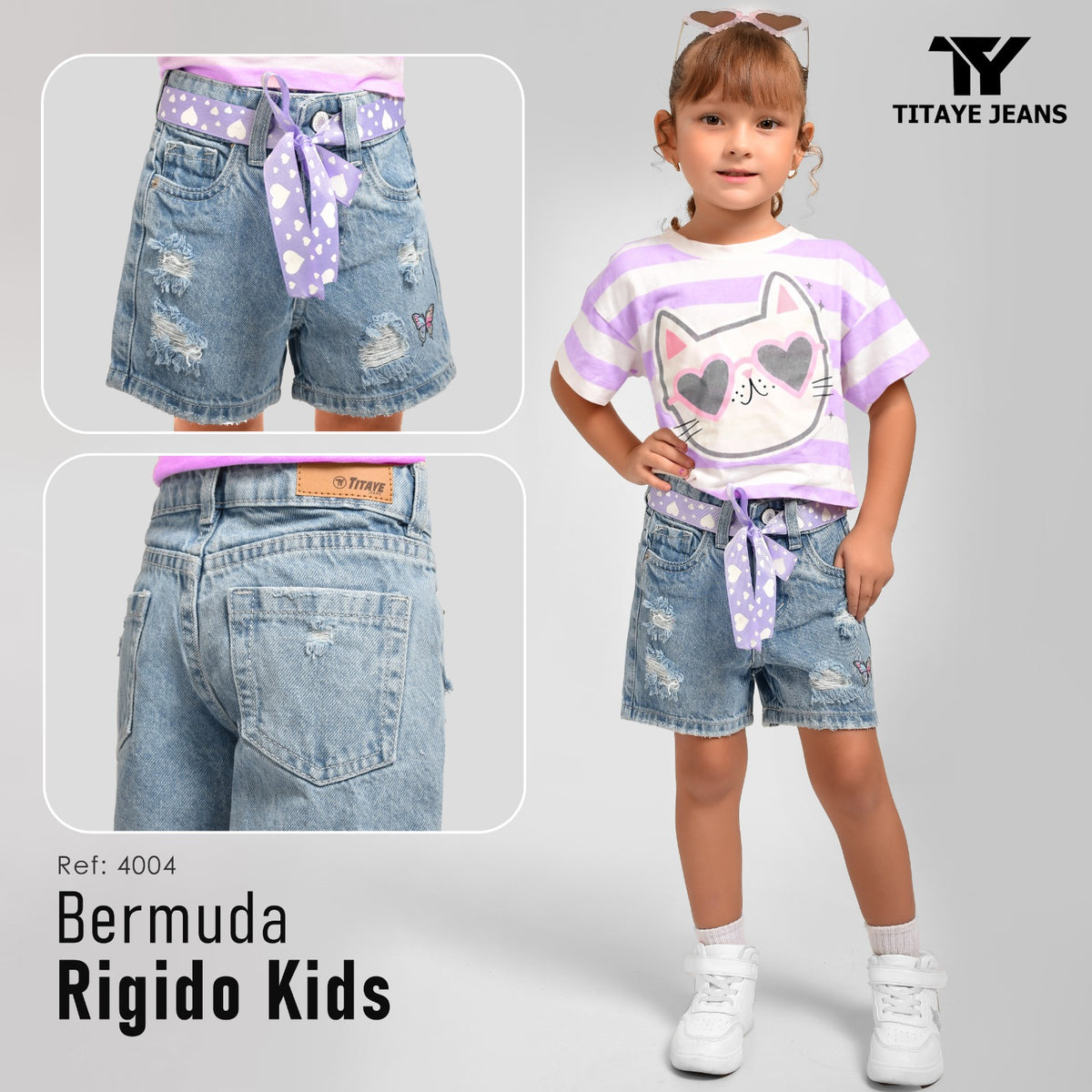 Bermuda de Jean Rígido para Niña – Ref. 4004 | Titaye Jeans