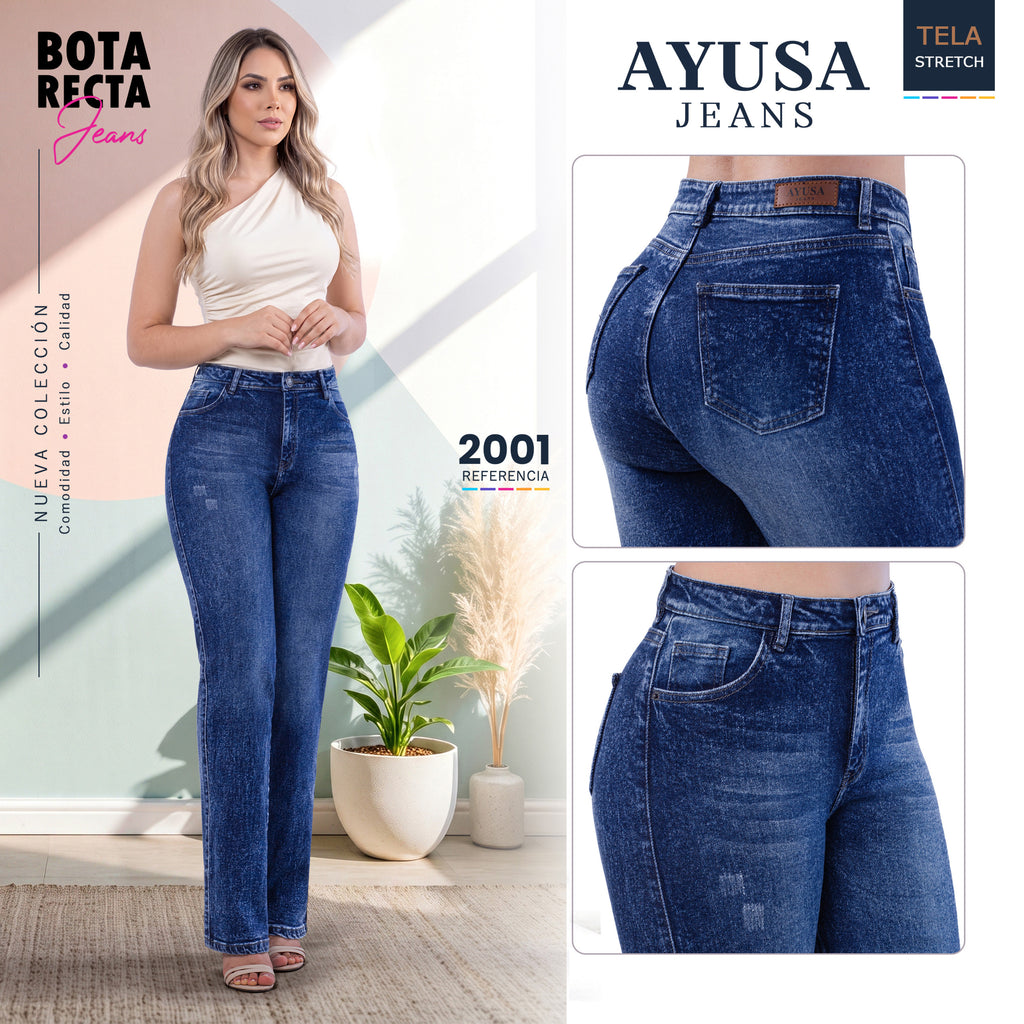 Jean Dama Bota Recta Azul Medio – Ref. 2001