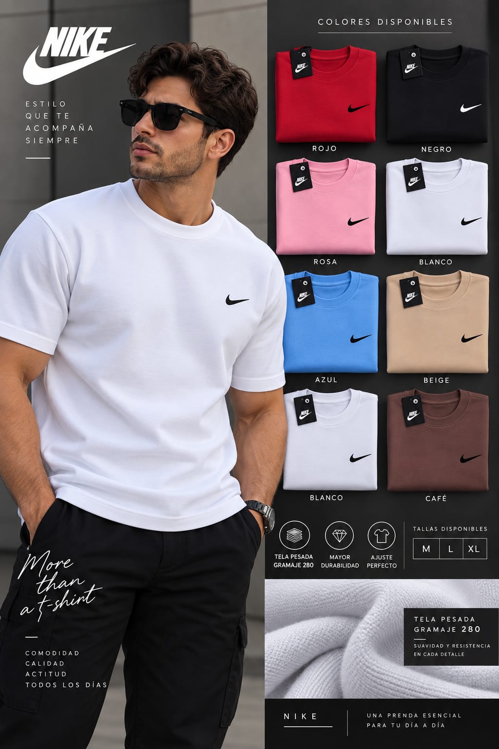 Camiseta Hombre Cuello Redondo – Algodón Pesado Premium