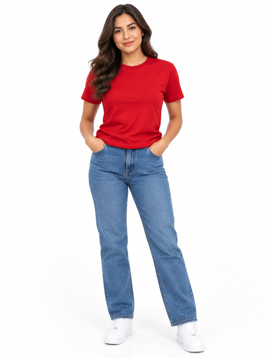 Camiseta básica para dama roja